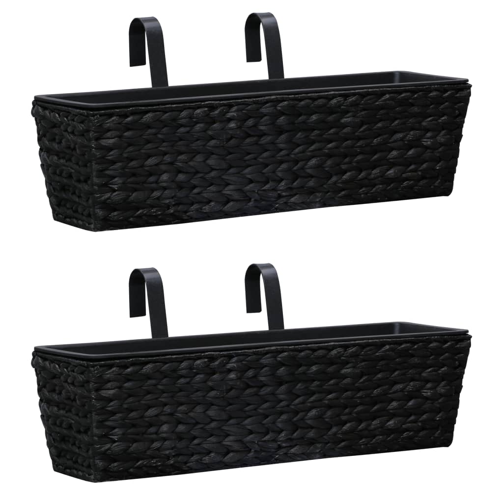 vidaXL Railing Planters Balcony Deck Planters with Inner 2 pcs Water Hyacinth