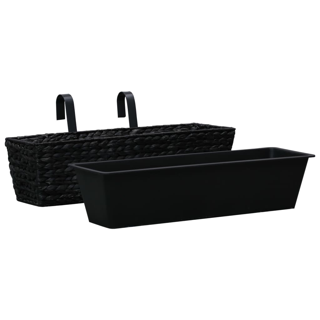 vidaXL Railing Planters Balcony Deck Planters with Inner 2 pcs Water Hyacinth
