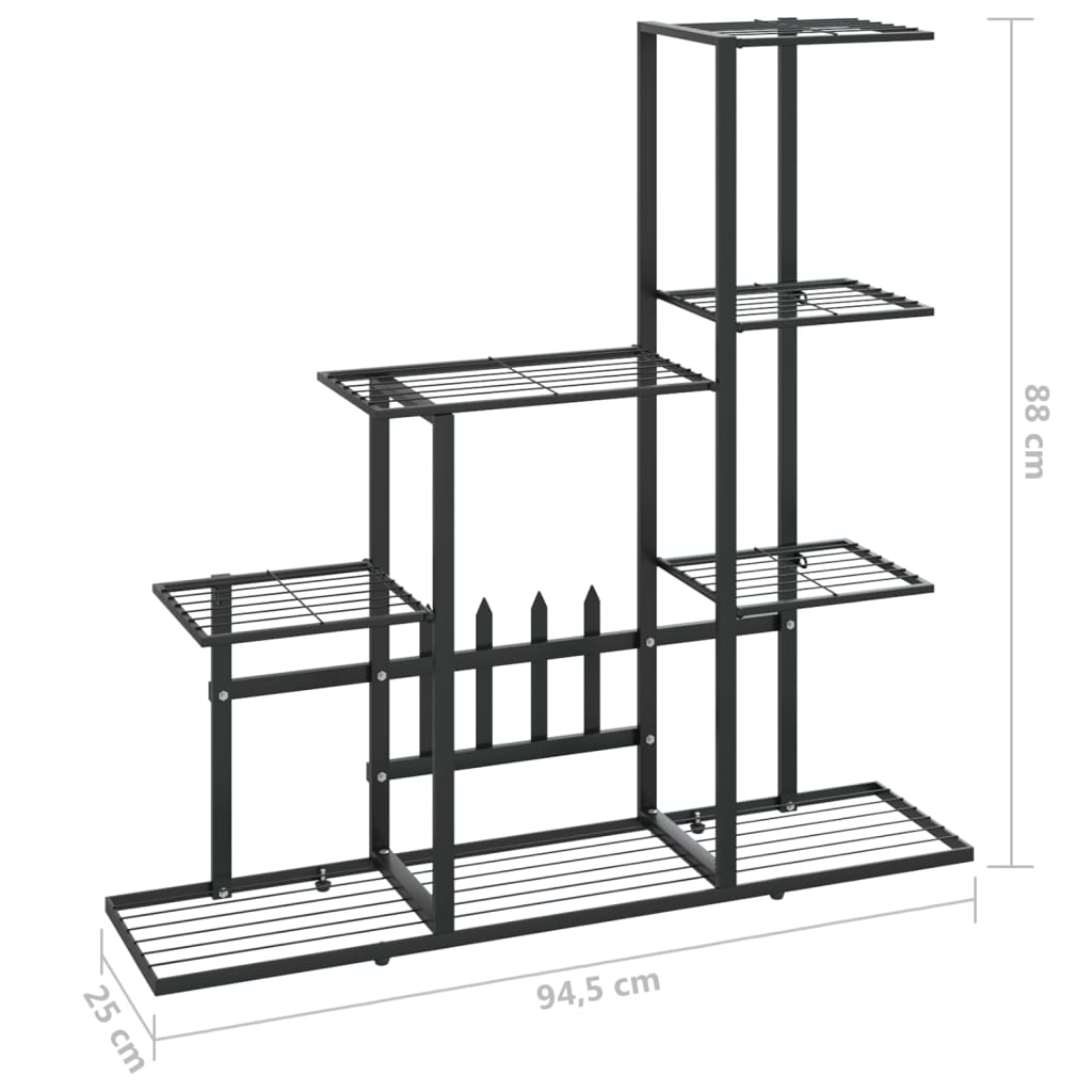 vidaXL Flower Stand 37.2"x9.8"x34.6" Black Metal