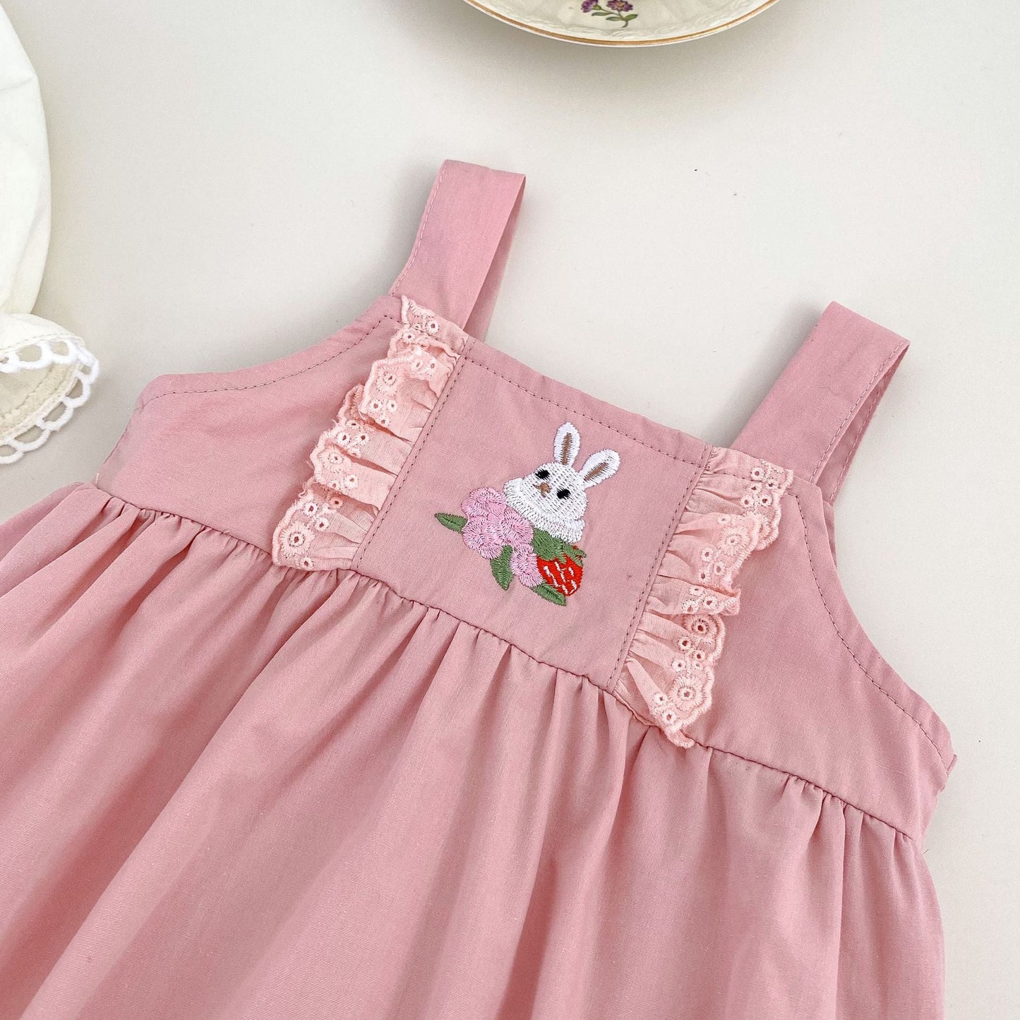 Arrival Spring Girls Long Sleeves Lace-trim Turn-down Collar Top Shirt and Sleeveless Onesies Clothing Set-2