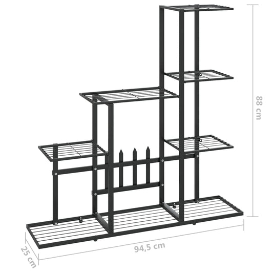 vidaXL Flower Stand 37.2"x9.8"x34.6" Black Metal