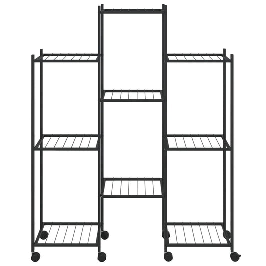 vidaXL Flower Stand with Wheels 32.7"x9.8"x40.7" Black Iron