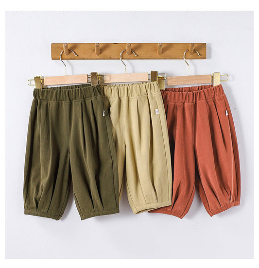 Autumn Arrival Kids Unisex Soft Comfortable Pure Cotton Long Solid Color Pants-0