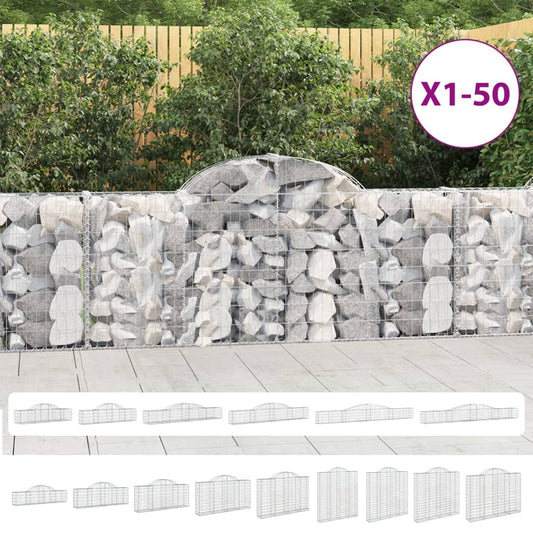 vidaXL Arched Gabion Baskets 8 pcs 78.7"x19.7"x55.1"/63" Galvanized Iron